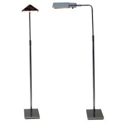 Koch and Lowy Chrome Floor / Standing Lamps, Pair