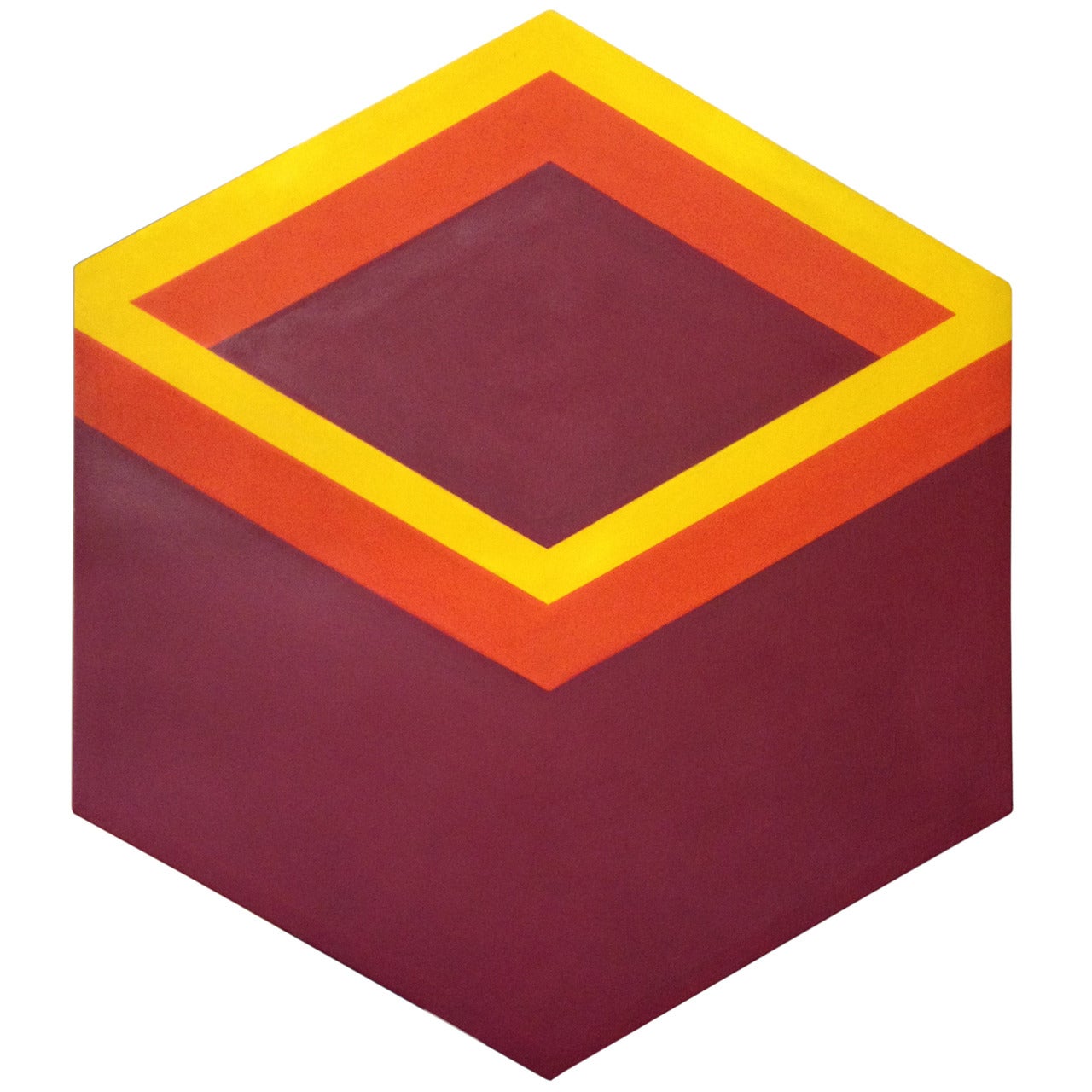 1970s Hexagonal Three Dimensional Perspectiv Painting