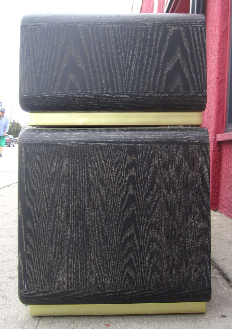 Two-Tier Cerused Cabinet with Brass Banding 1