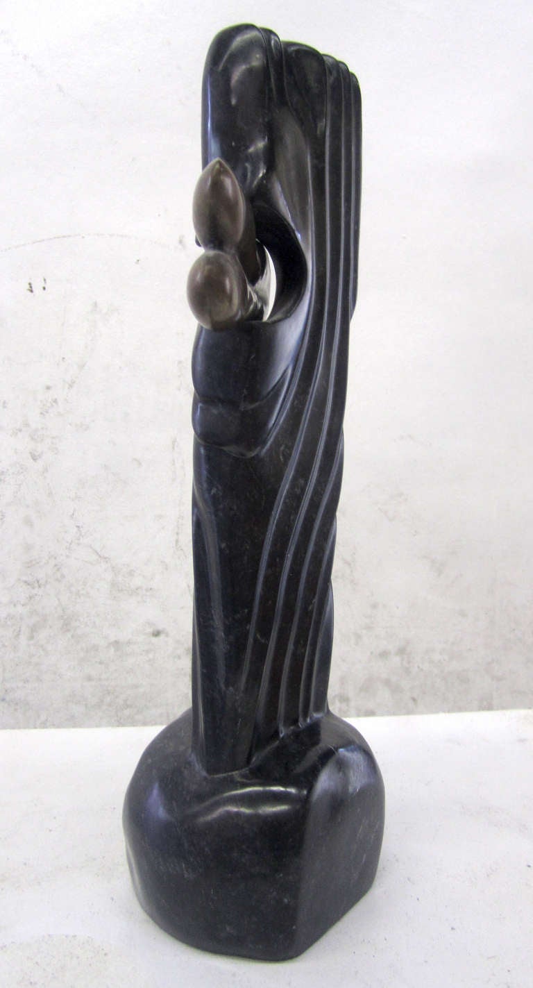 Late 20th Century Figural Marble and Brass Sculpture