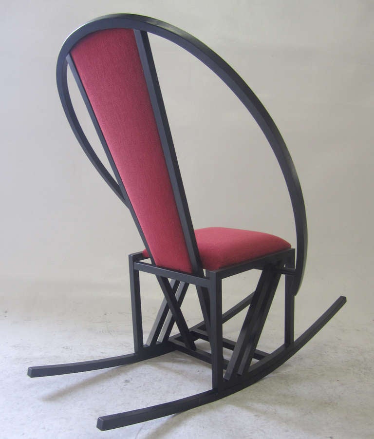 Stained Memphis Group Style Rocking Chair in the Manner of Michele de Lucchi