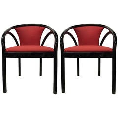Pair of Black Lacquer Italian Chairs 7