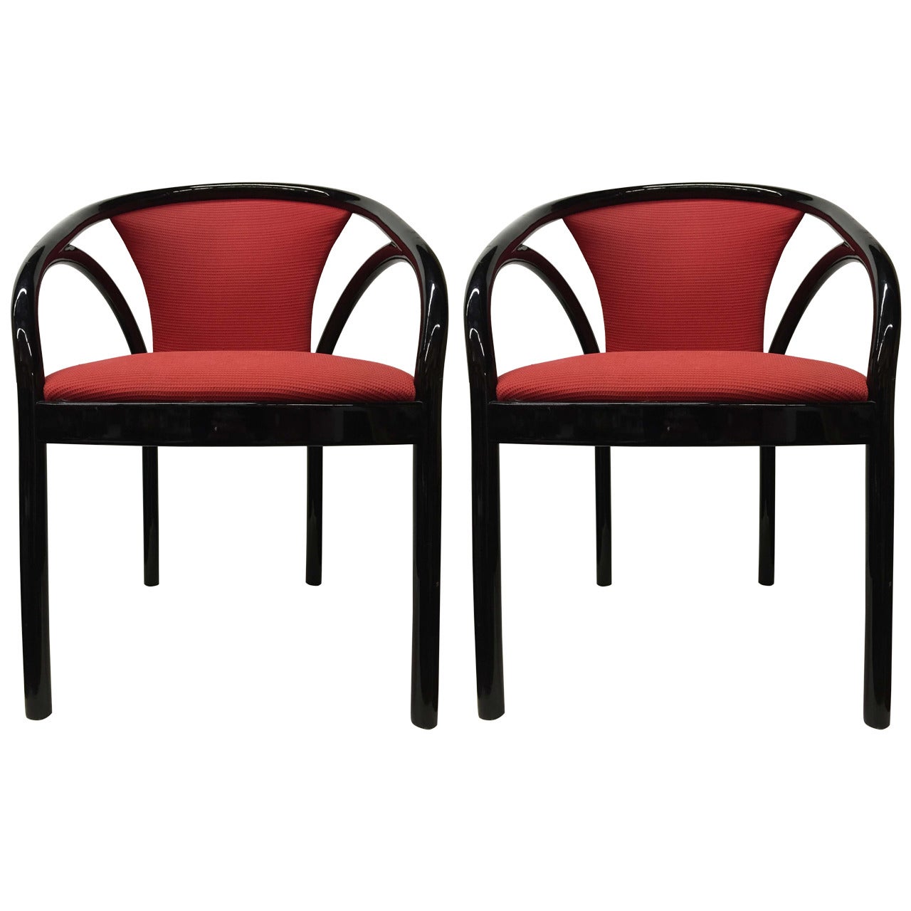 Pair of Black Lacquer Italian Chairs