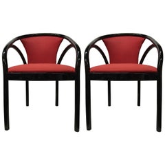 Pair of Black Lacquer Italian Chairs