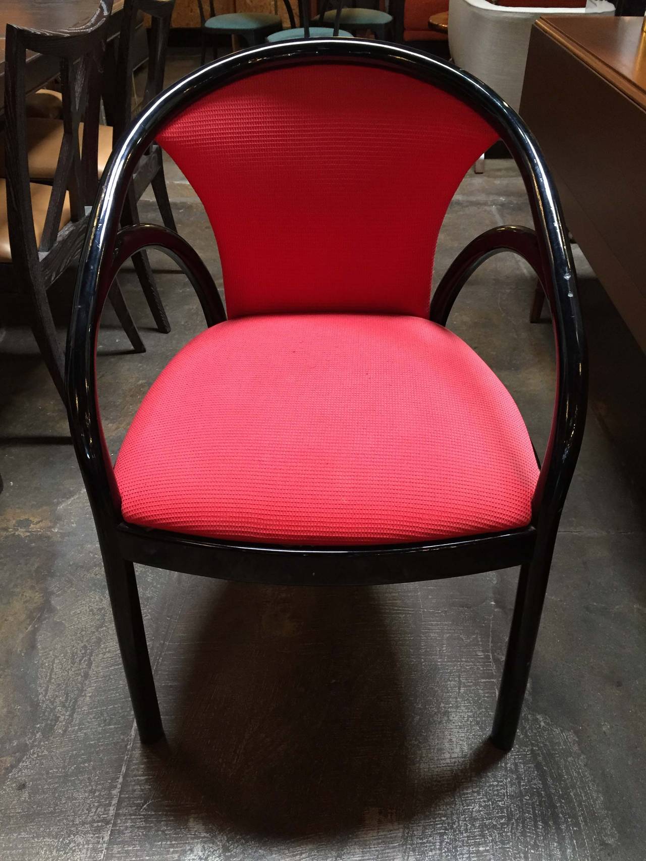 Pair of Black Lacquer Italian Chairs In Good Condition In Pasadena, CA