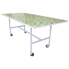 Mid Century Modern Mosaic Top Dining Table, Indoor/Outdoor