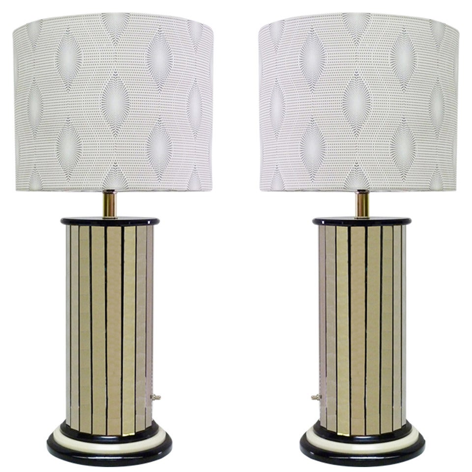 Paneled Mirror Lamps, Pair