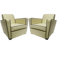 French 50s Club Chairs, Pair