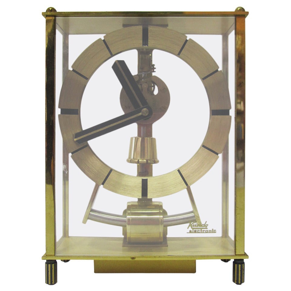 Mid-Century Brass Skeleton Clock by Kundo