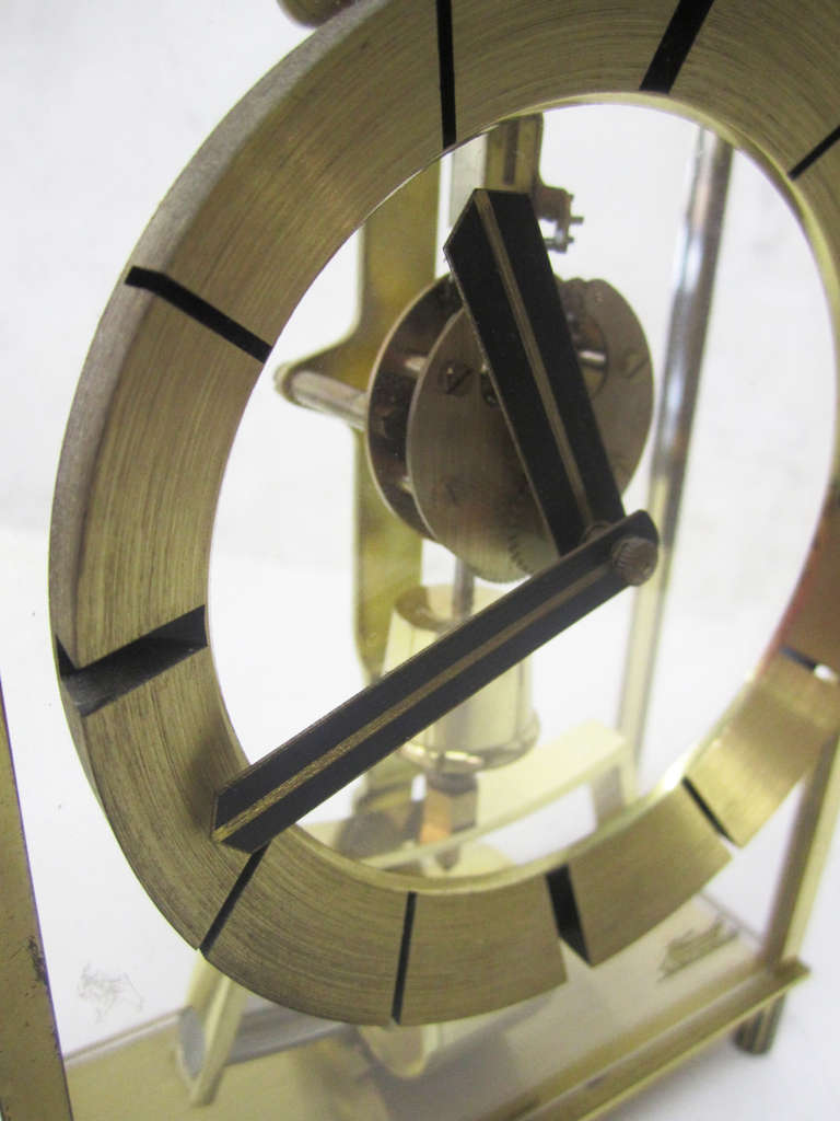 Mid-Century Modern Mid-Century Brass Skeleton Clock by Kundo