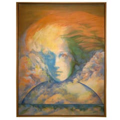 Portrait of Woman in Sky with Fiery Hair by Hank Laventhol