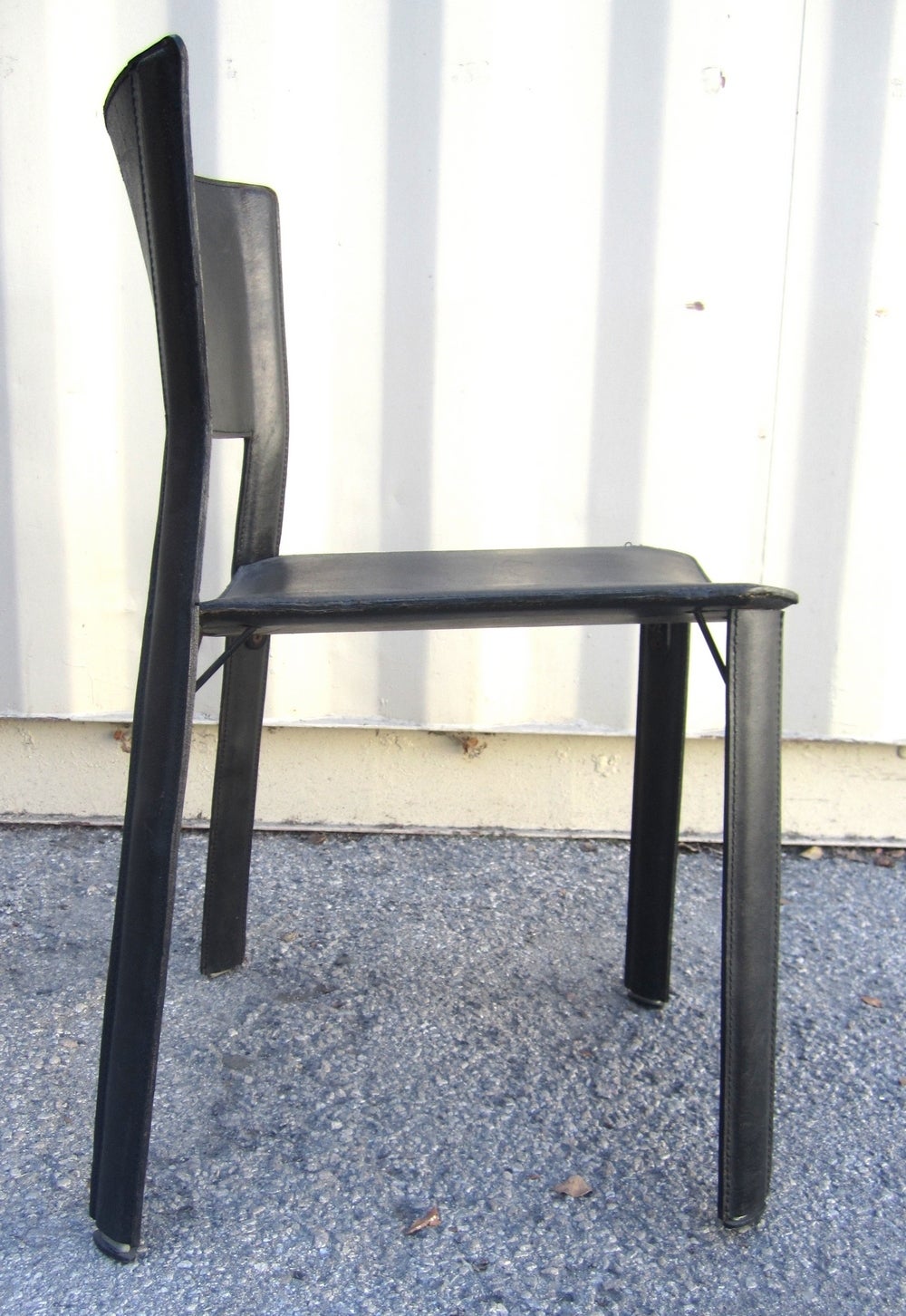 Late 20th Century Set of Four Black Leather Dining Chairs