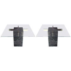 Pair of Italian Marble Pedestal Side Tables by Artedi