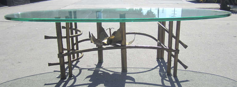 Glass Brutalist Style Floral Coffee Table by Silas Seandel