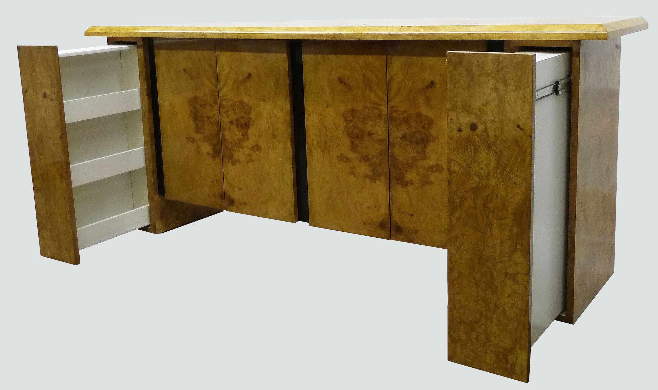 Burled Wood Bar or Cabinet in the Manner of  Milo Baughman