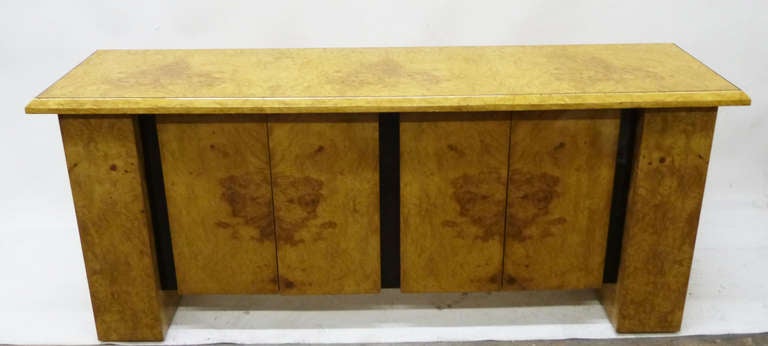 Burled Wood Bar or Cabinet in the Manner of  Milo Baughman In Good Condition In Pasadena, CA