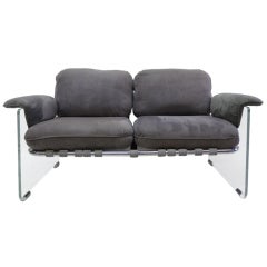 Lucite and Chrome "Argenta" Loveseat by Pace