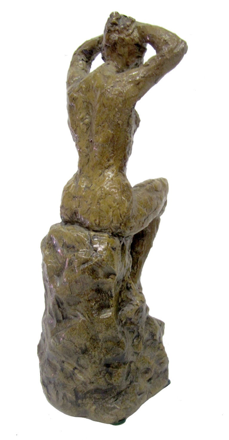 Mid-20th Century Ceramic Sculpture of a Bathing Female by Hendrick Grise