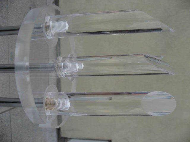 Chrome and Lucite Fireplace Set