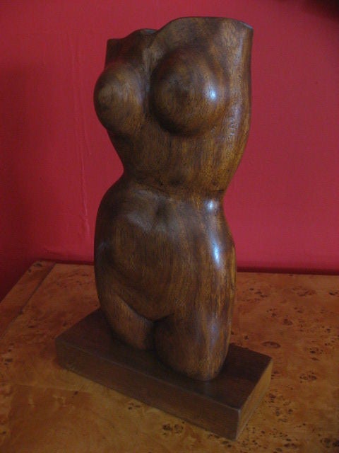 American Mid-Century Nude Walnut Sculpture by Nat Werner