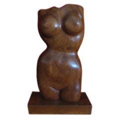 American Mid-Century Nude Walnut Sculpture by Nat Werner