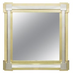 Glamorous Mirror with Sculptural Brass and Chrome Frame