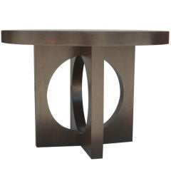 Ebonized Round Table with an Elliptical Base