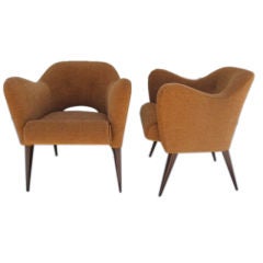 A Sculptural  Pair of Erton Chairs and One Ottoman