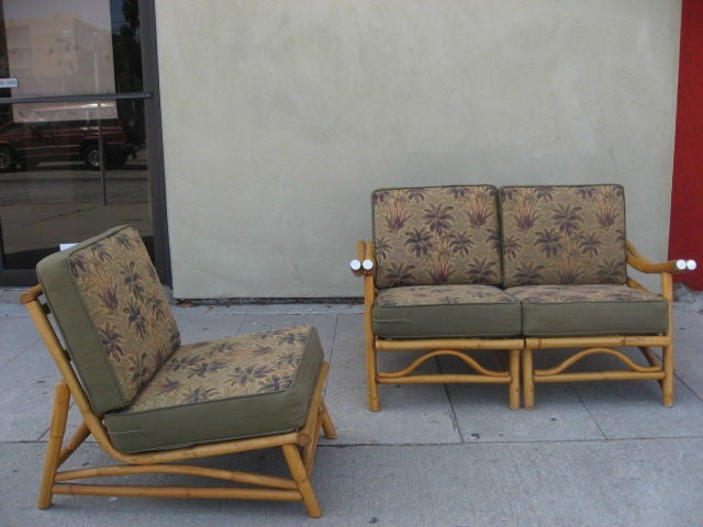American Bamboo Sofa with Chrome  Arm Ends