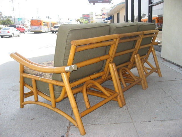 Mid-20th Century Bamboo Sofa with Chrome  Arm Ends