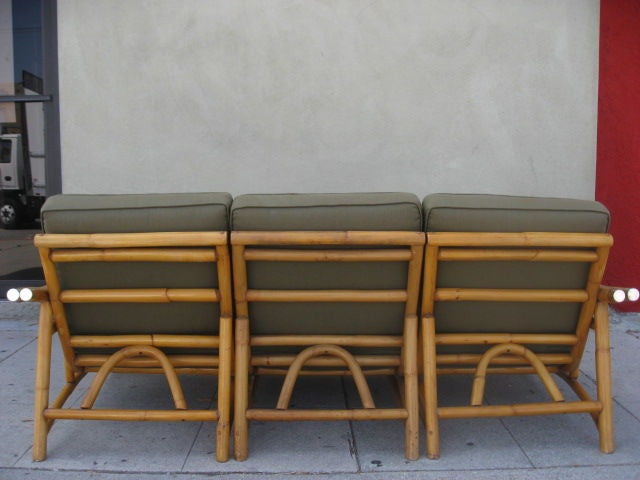 Upholstery Bamboo Sofa with Chrome  Arm Ends