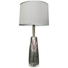 Sunburst  Pattern Nickeled Table Lamp