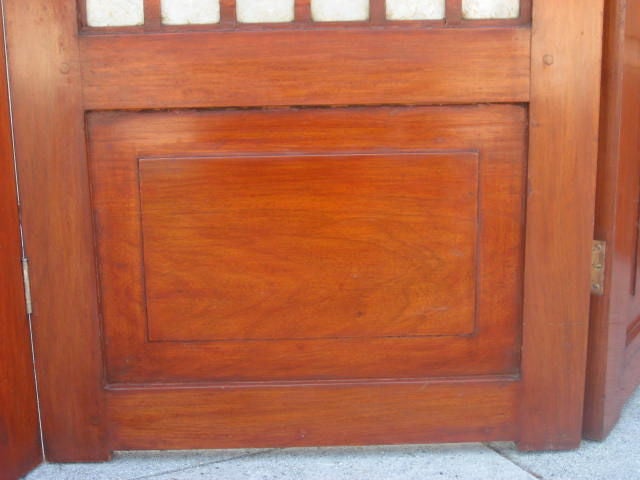 American Mid-Century Four Panel Abalone and Mahogany Screen