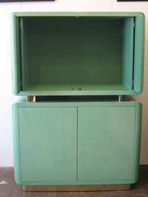 Green Lacquer 1980s Cabinet