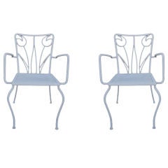 French Mid-Century Outdoor Chairs, Pair Vintage French Mid-Century Outdoor Chairs, Pair
