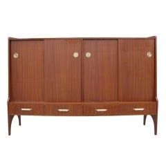 Vintage Sleek Lines Mahogany French 60s Armoire