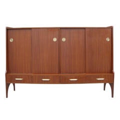 Sleek Lines Mahogany French 60s Armoire