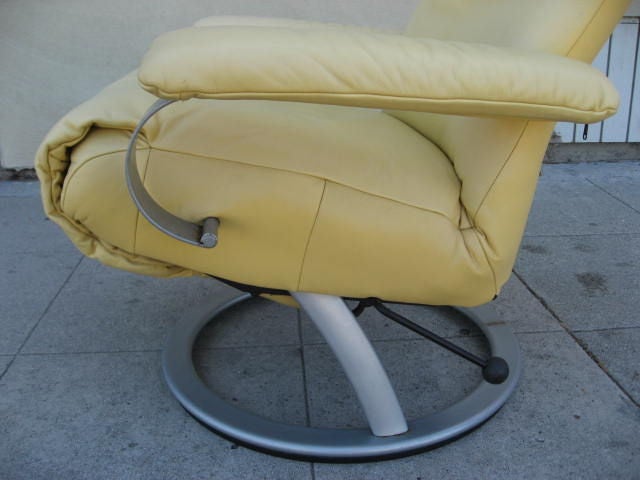 Metal A Leather Recliner by Lafer