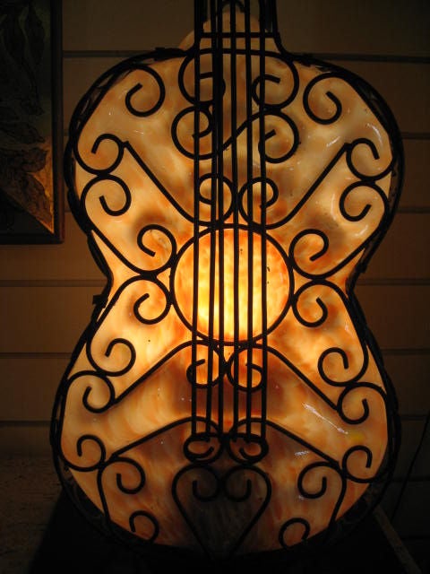 stained glass guitar lamp