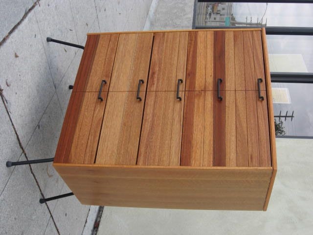 American Blond Mahogany Tall Boy by Raymond Loewy for Mengel