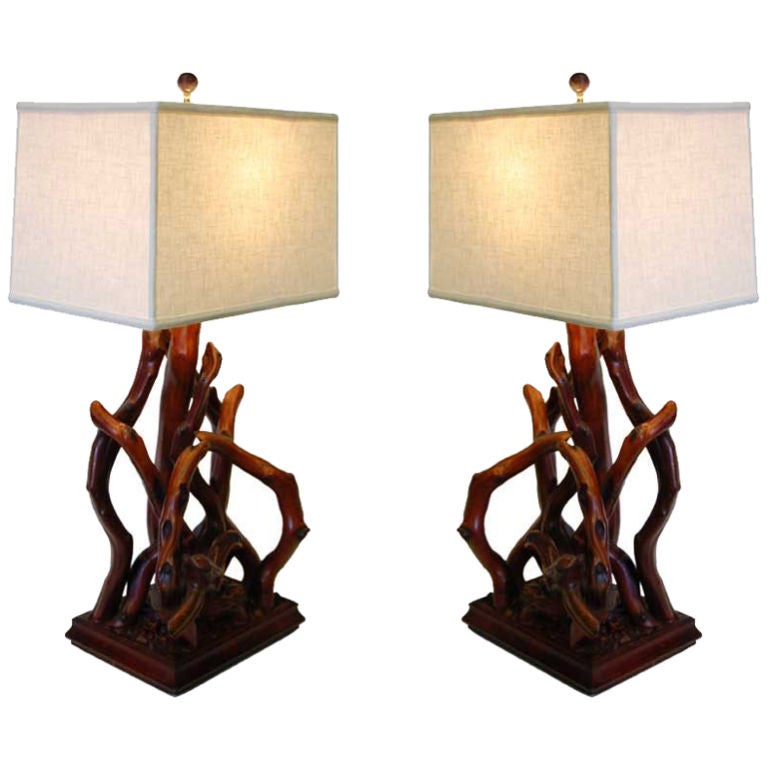 A Pair of Redwood branch Lamps