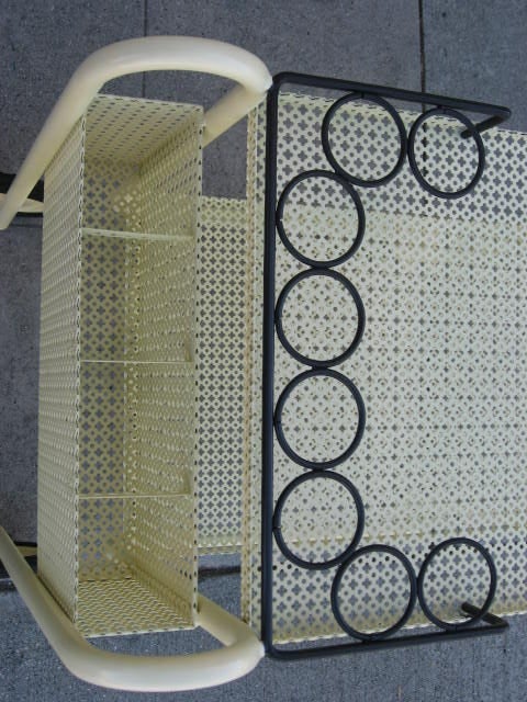Iron French Mid-Century Perforated Metal Tea Cart by Mathieu Mategot