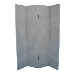 Four Panel 1970s Hand painted  Folding Screen