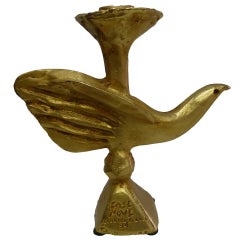 Gilt Bronze Dove Candlestick by Pierre Casenove for Fondica