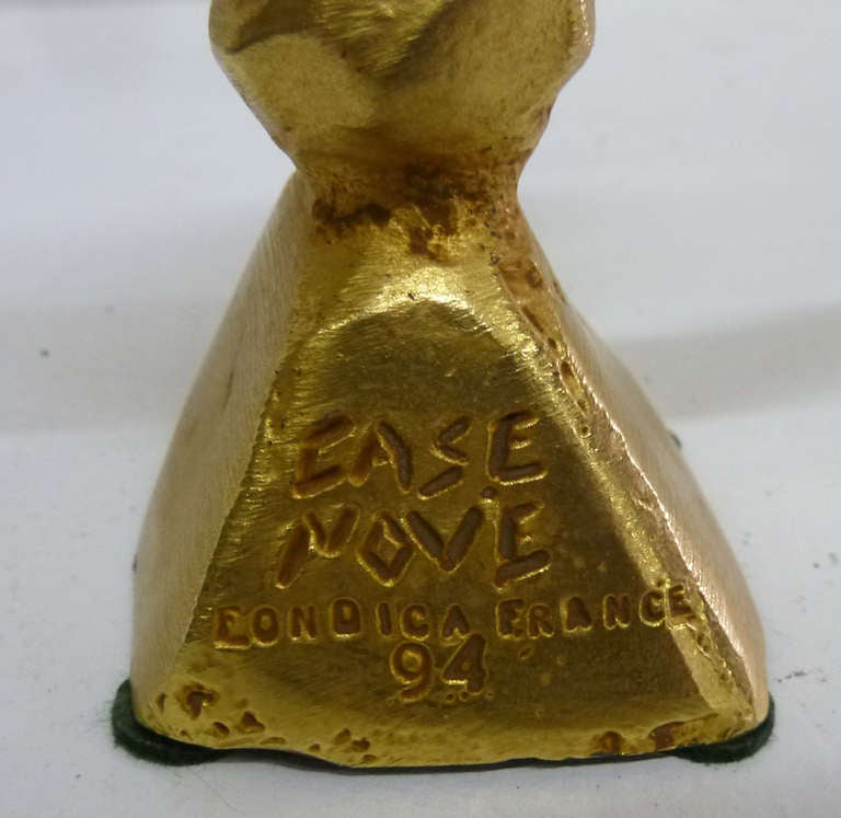 20th Century Gilt Bronze Dove Candlestick by Pierre Casenove for Fondica