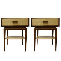 Mid-Century Modern Two-Tone Night Stands, Pair