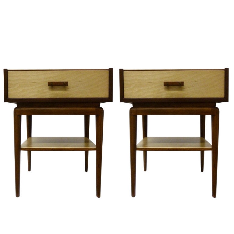 MidCentury Modern TwoTone Night Stands, Pair at 1stdibs