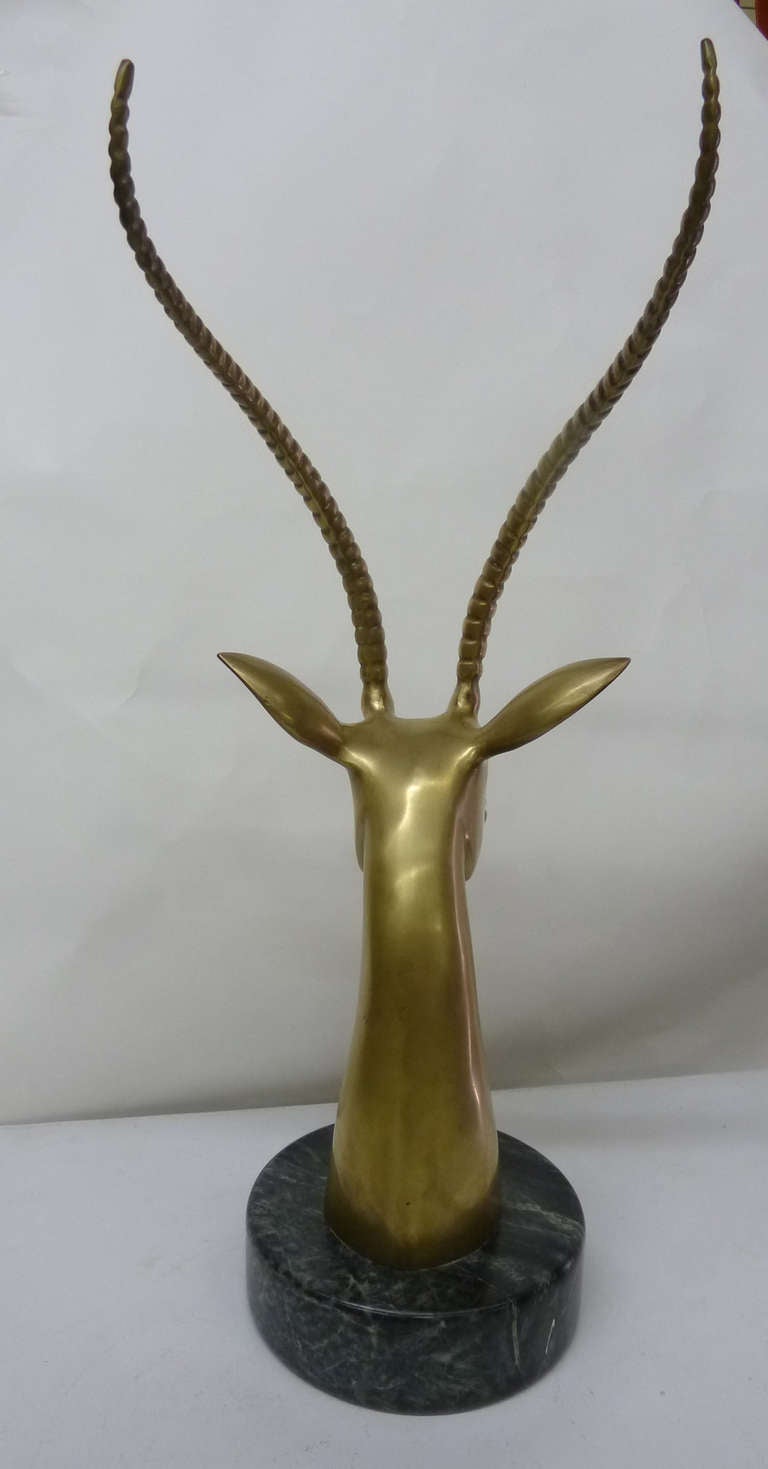 Mid-Century Modern Gazelle Sculpture in Brass In Excellent Condition In Pasadena, CA