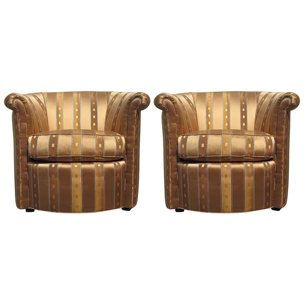 Elegant Pair of Barrel Chairs