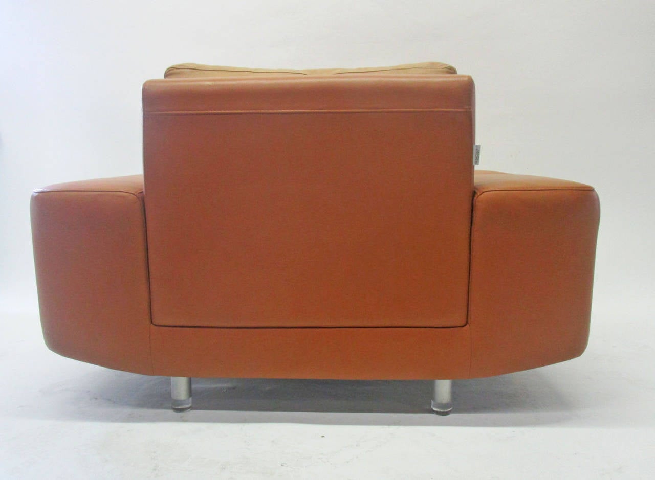 20th Century Outstanding Nicoletti Leather Armchair Made in Italy